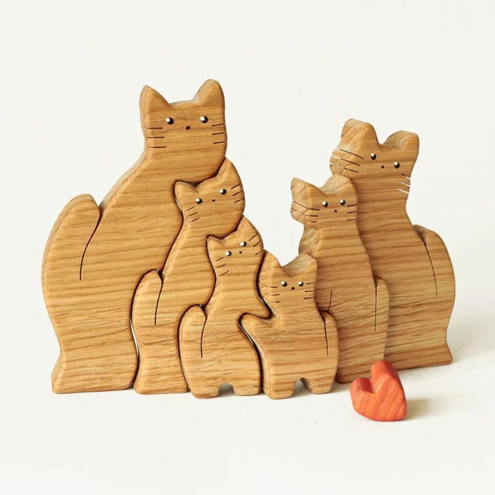 Wooden Cat Family Puzzle - CUSTLOVE