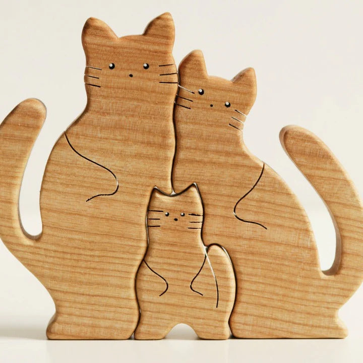 Wooden Cat Family Puzzle - CUSTLOVE