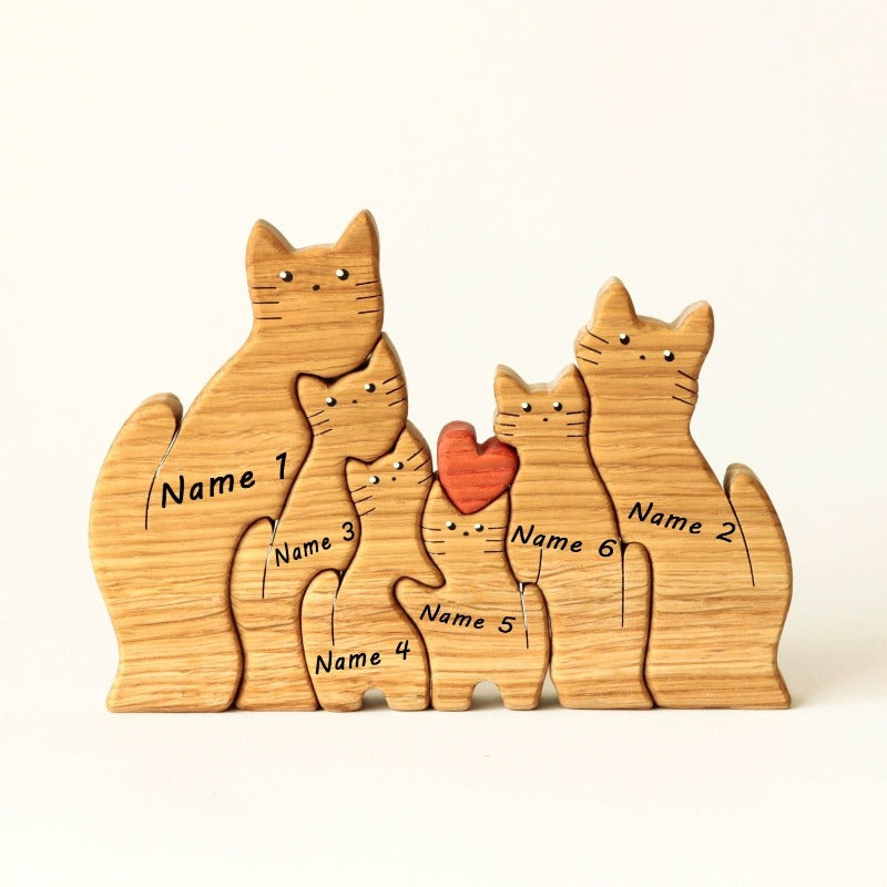 Wooden Cat Family Puzzle - CUSTLOVE