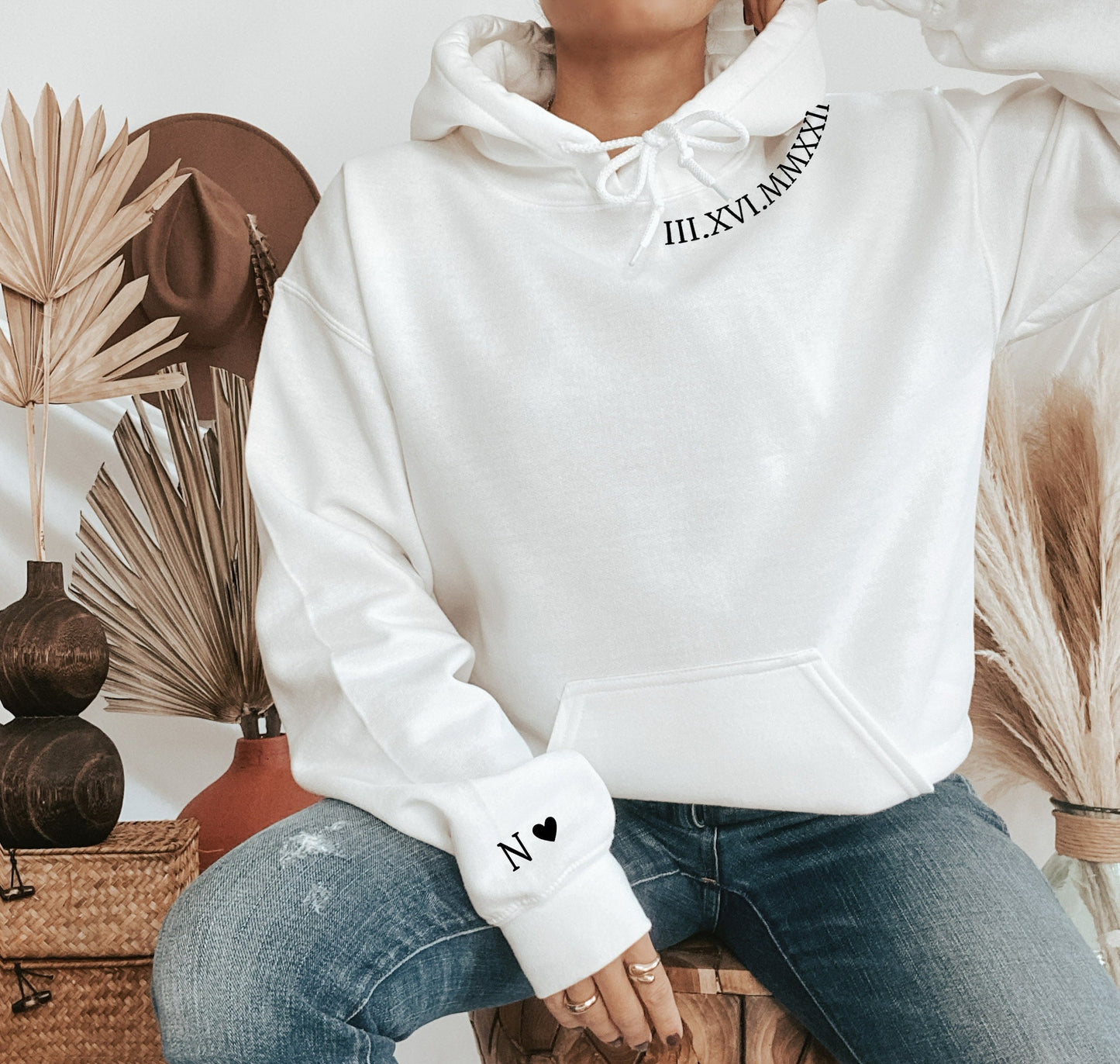 Custom Embroidered Date Roman Numeral Sweatshirt - CUSTLOVE