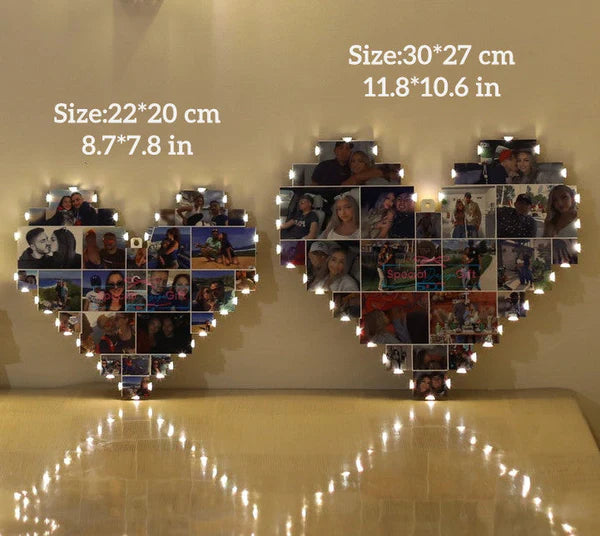 Custom Heart Shape Photo Collage Lamp - CUSTLOVE