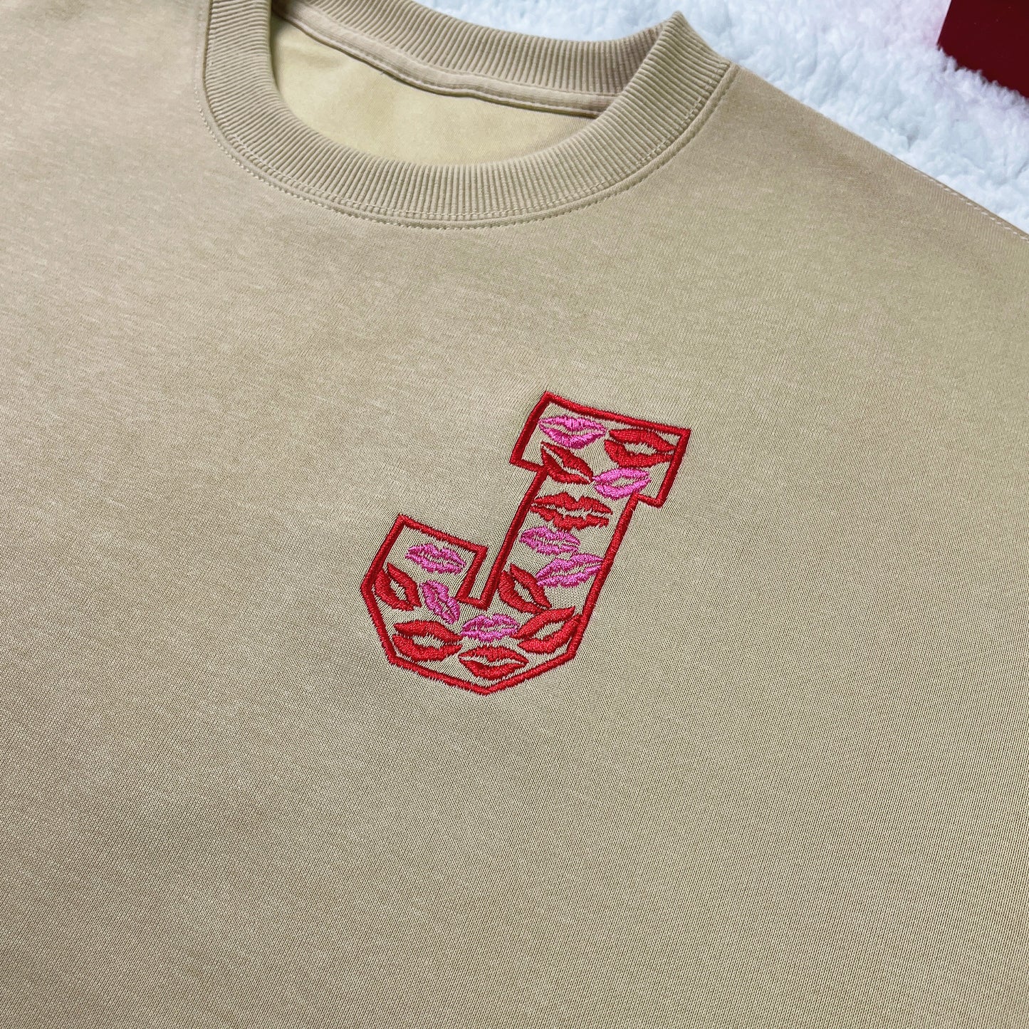 50%OFF🔥-Custom Lip Print & Initial Embroidered Sweatshirt
