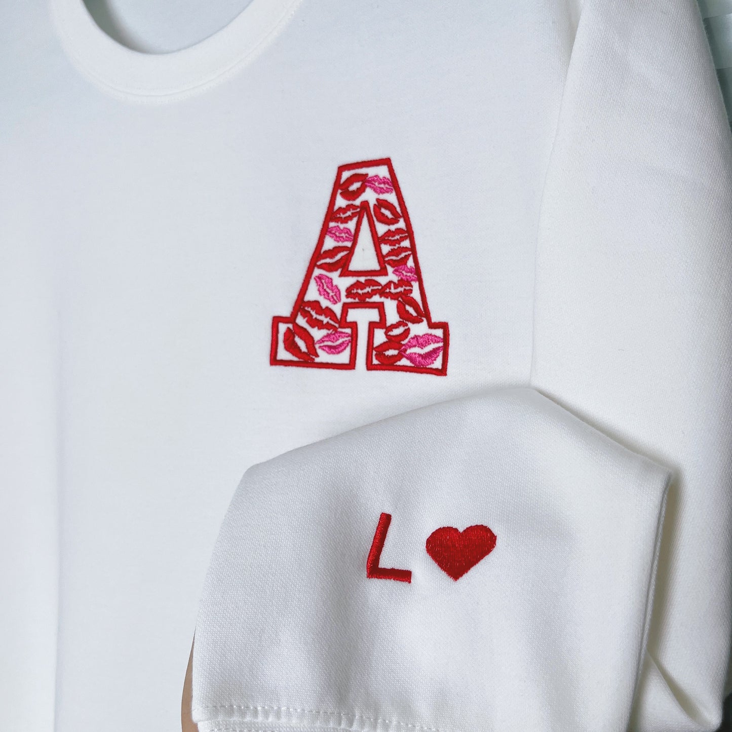 50%OFF🔥-Custom Lip Print & Initial Embroidered Sweatshirt