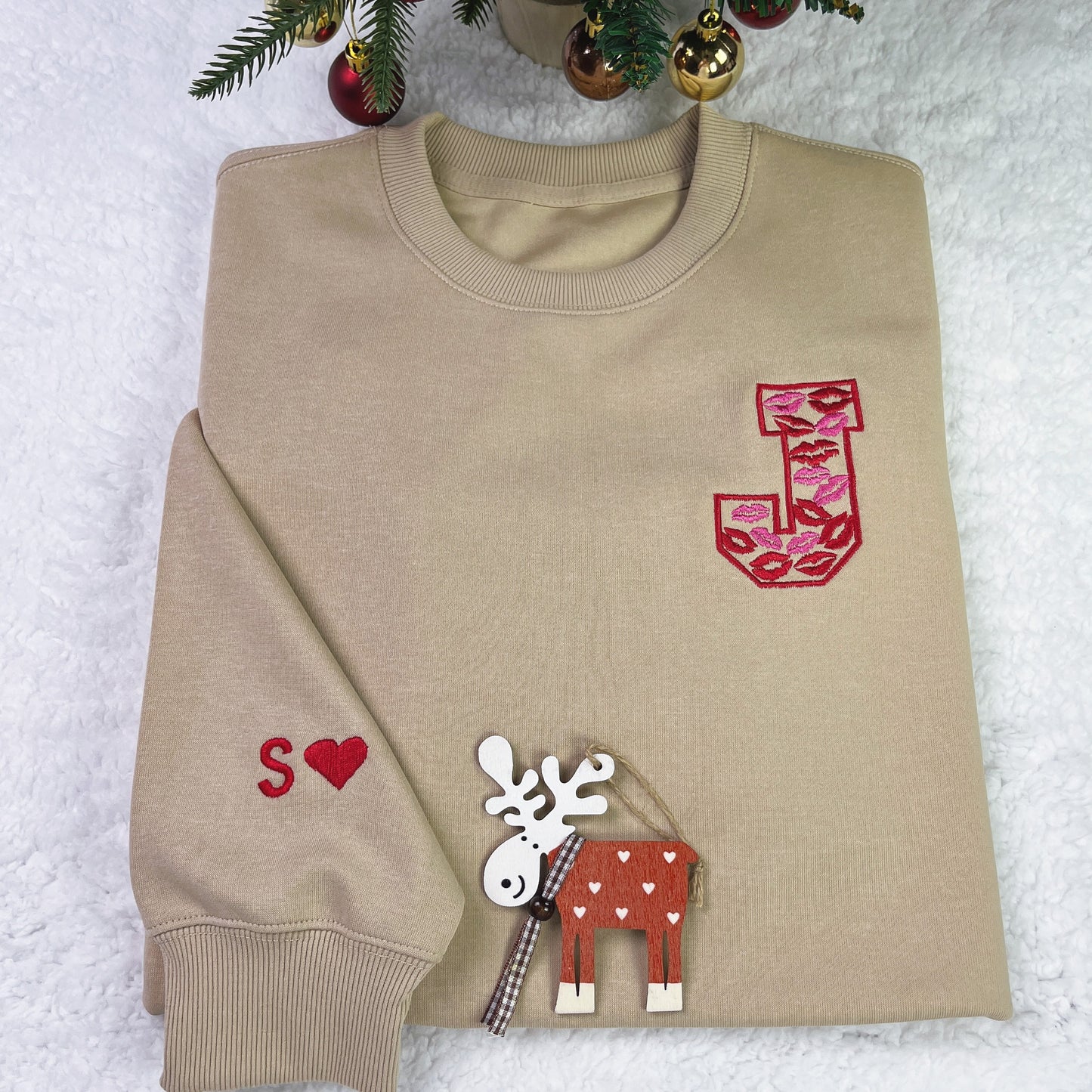 50%OFF🔥-Custom Lip Print & Initial Embroidered Sweatshirt