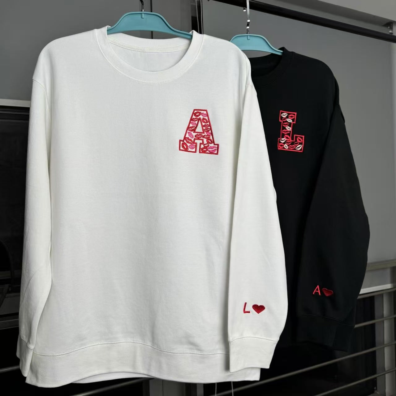 50%OFF🔥-Custom Lip Print & Initial Embroidered Sweatshirt