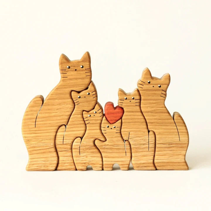 Wooden Cat Family Puzzle - CUSTLOVE