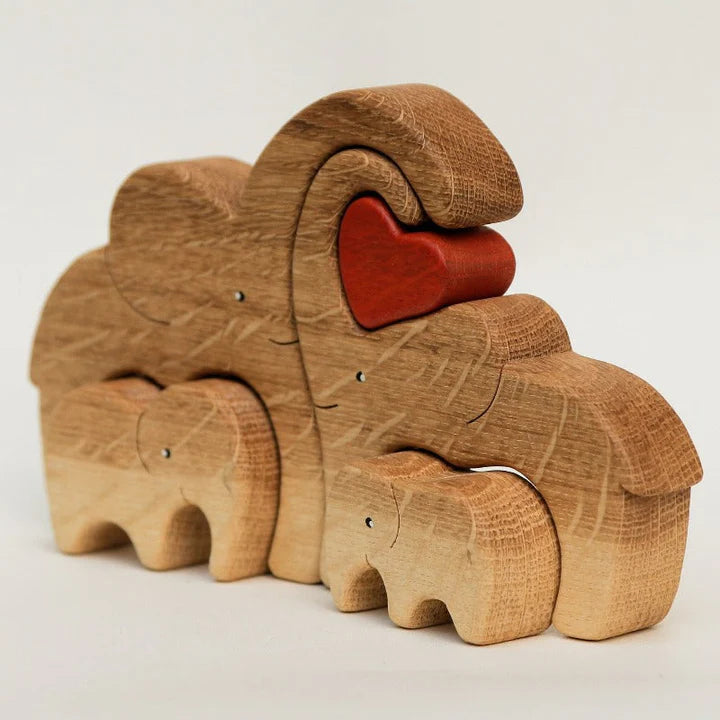 Wooden Elephant Family Puzzle - CUSTLOVE