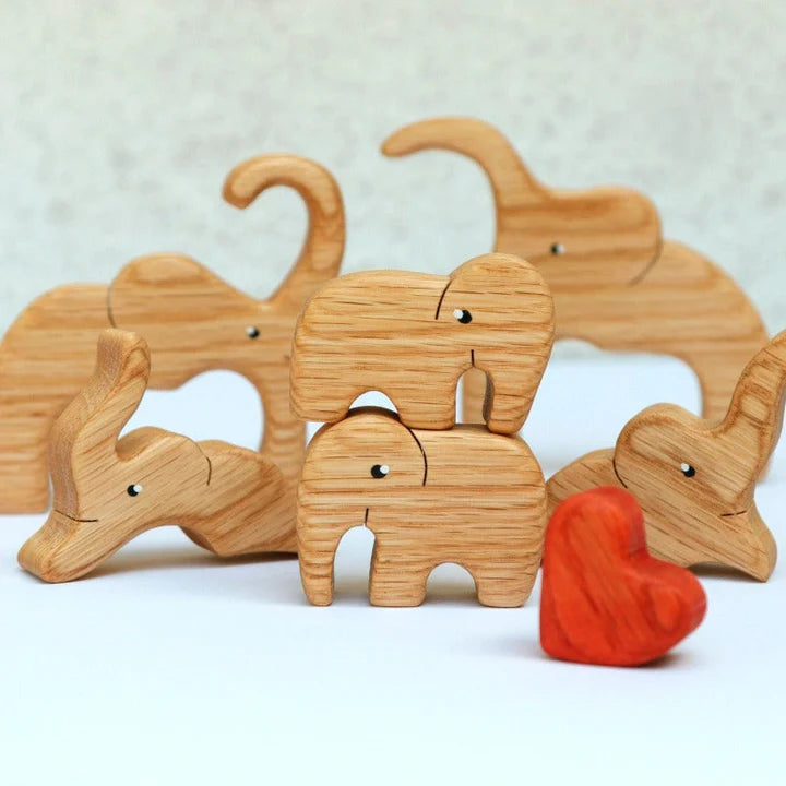 Wooden Elephant Family Puzzle - CUSTLOVE