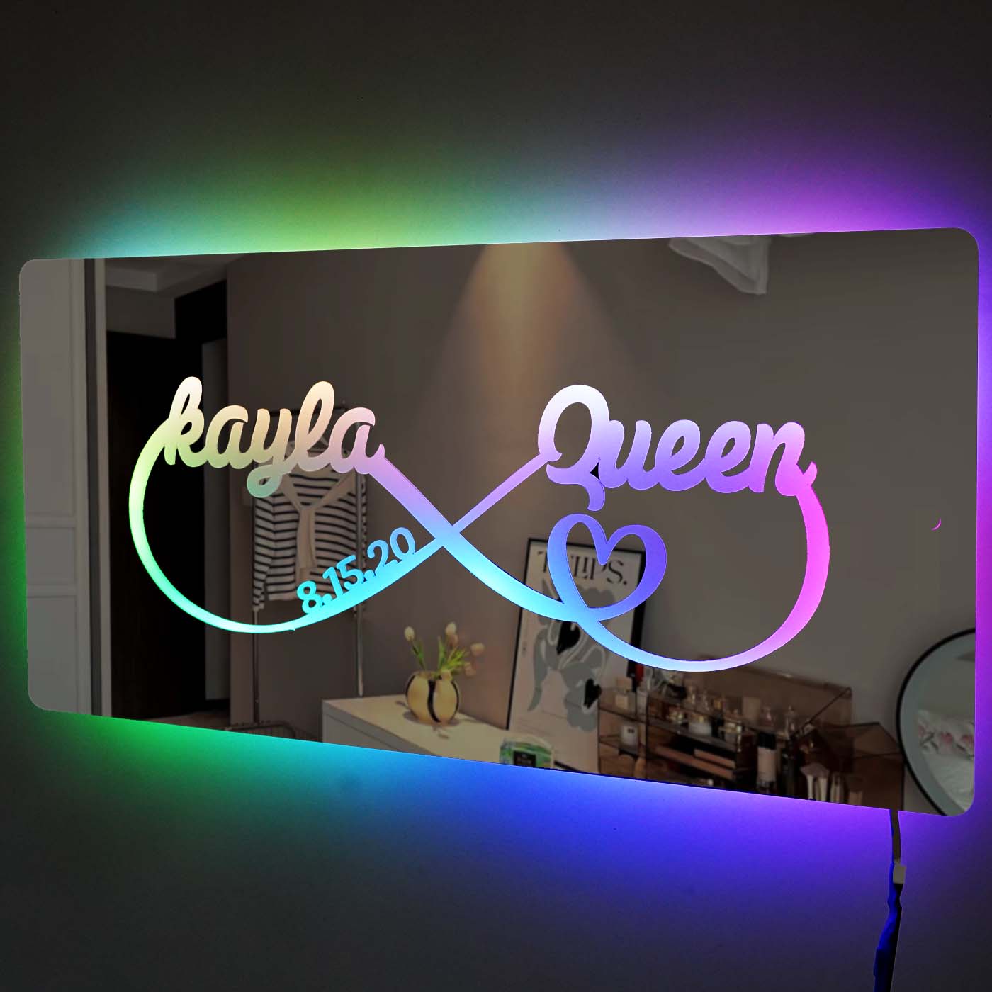 Personalized Name Infinity Sign Light Up Mirror - CUSTLOVE