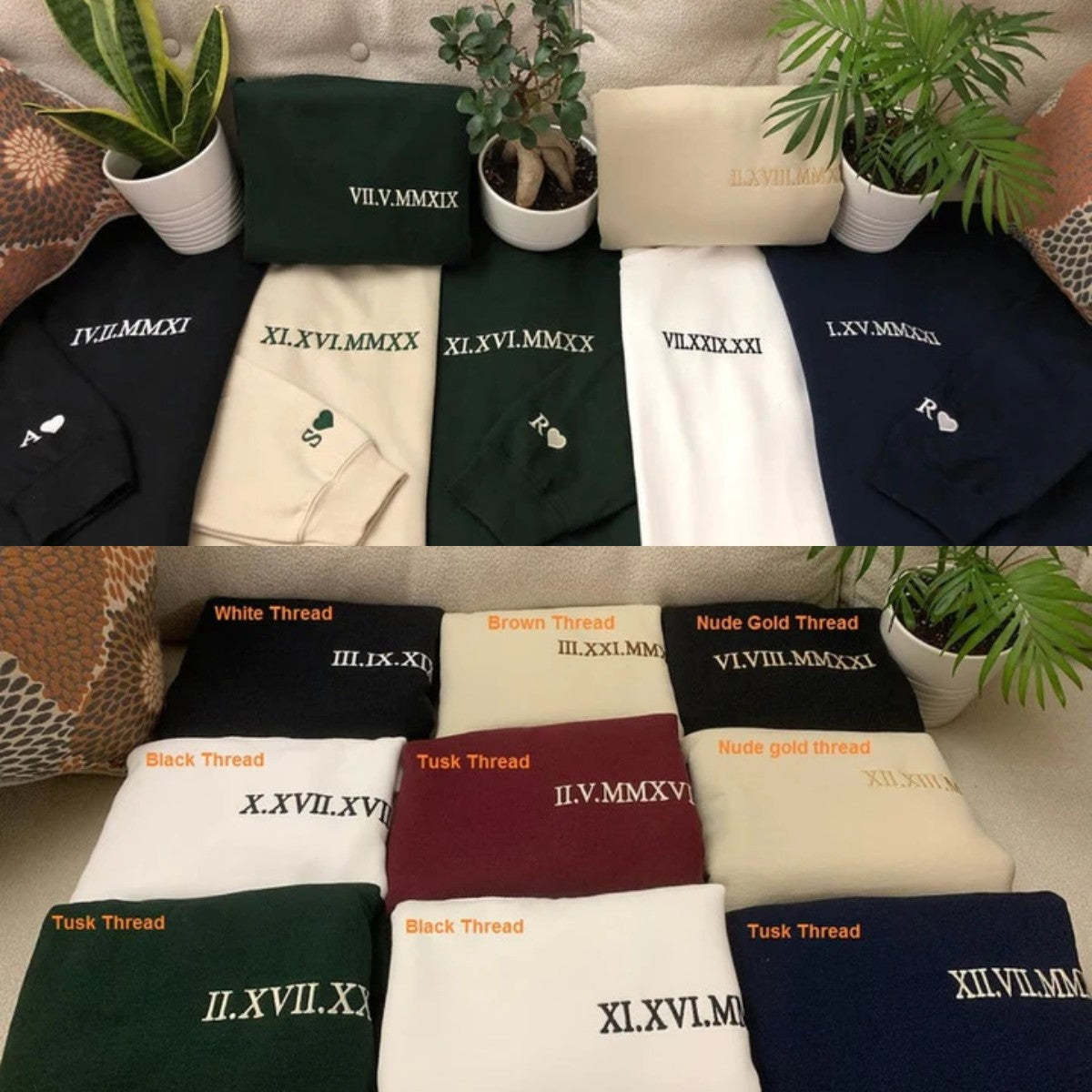 Custom Embroidered Date Roman Numeral Sweatshirt - CUSTLOVE