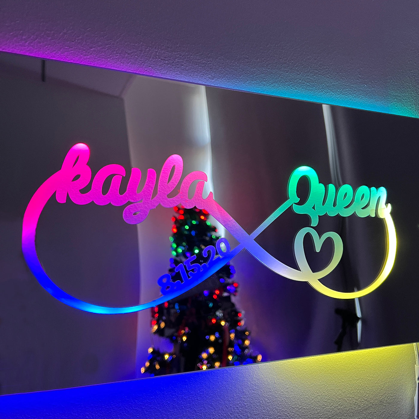 Personalized Name Infinity Sign Light Up Mirror - CUSTLOVE