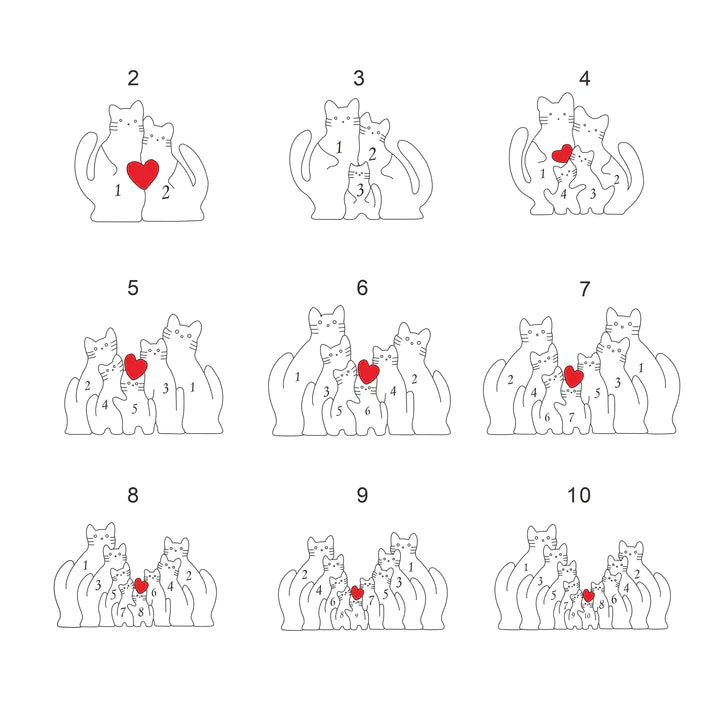 Wooden Cat Family Puzzle - CUSTLOVE