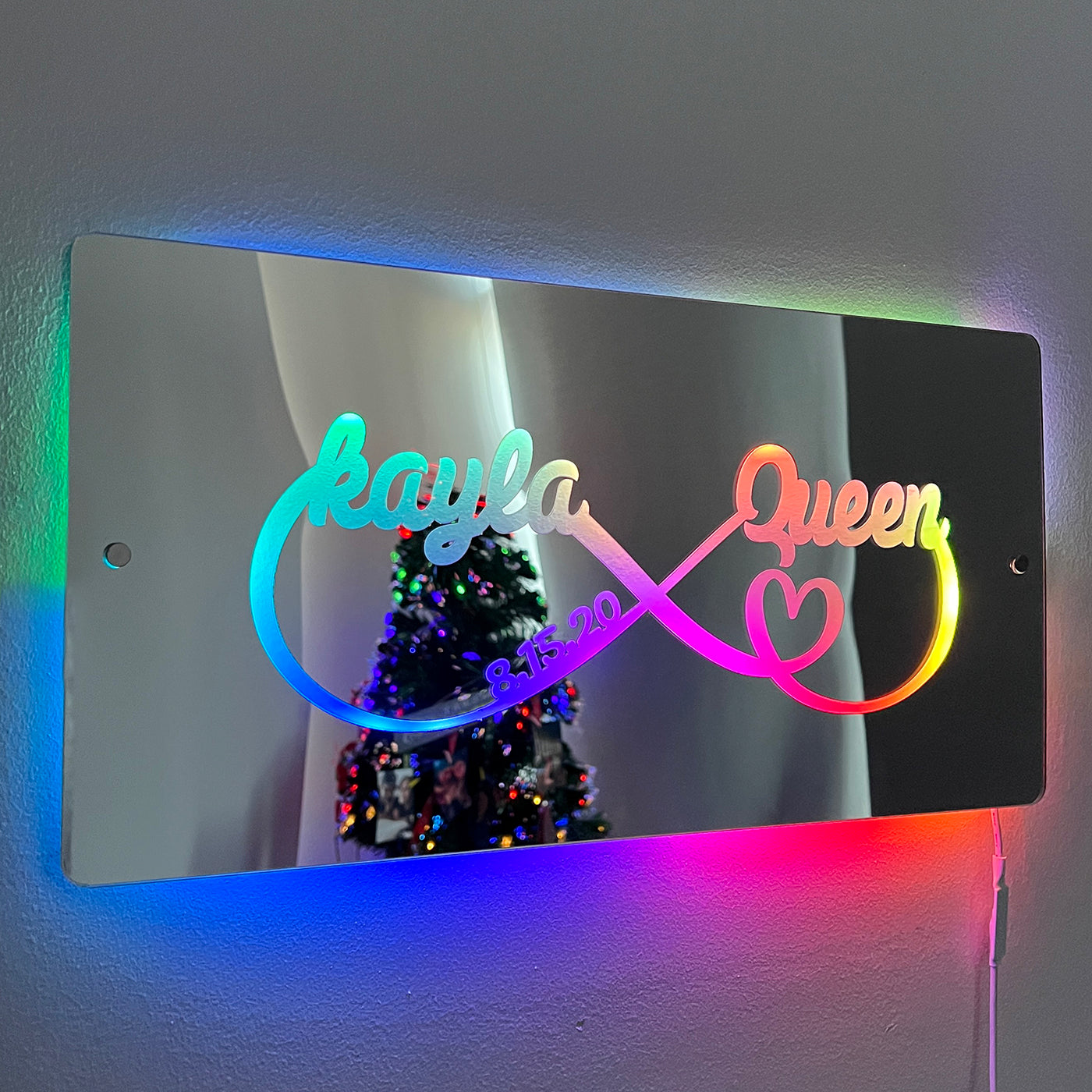 Personalized Name Infinity Sign Light Up Mirror - CUSTLOVE