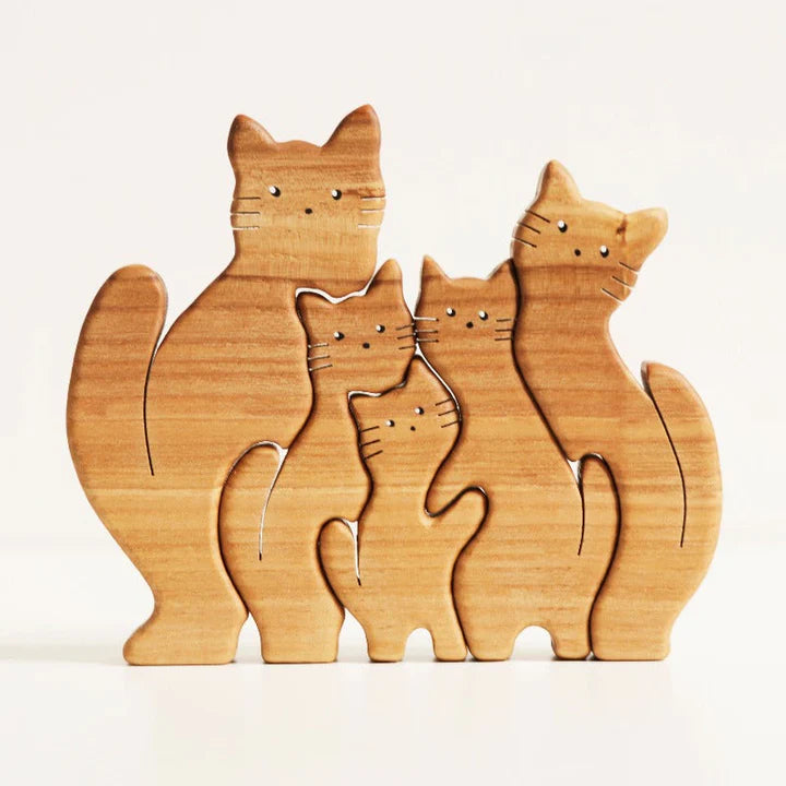 Wooden Cat Family Puzzle - CUSTLOVE