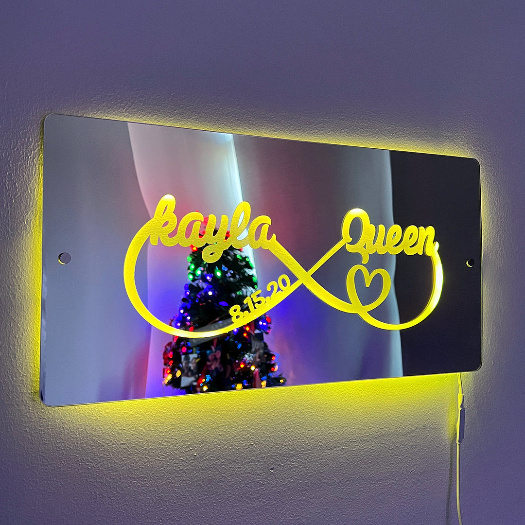 Personalized Name Infinity Sign Light Up Mirror - CUSTLOVE