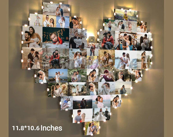 Custom Heart Shape Photo Collage Lamp - CUSTLOVE