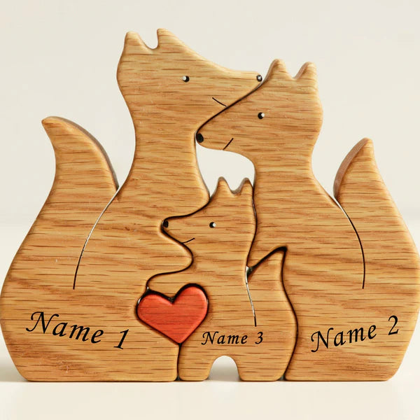 Wooden foxes family puzzle - CUSTLOVE