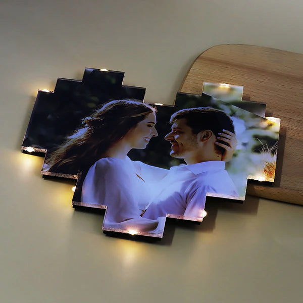 Custom Heart Shape Photo Collage Lamp - CUSTLOVE