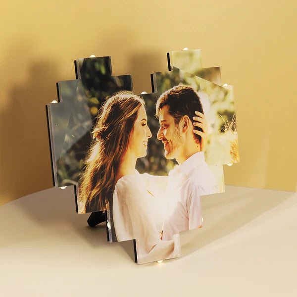 Custom Heart Shape Photo Collage Lamp - CUSTLOVE