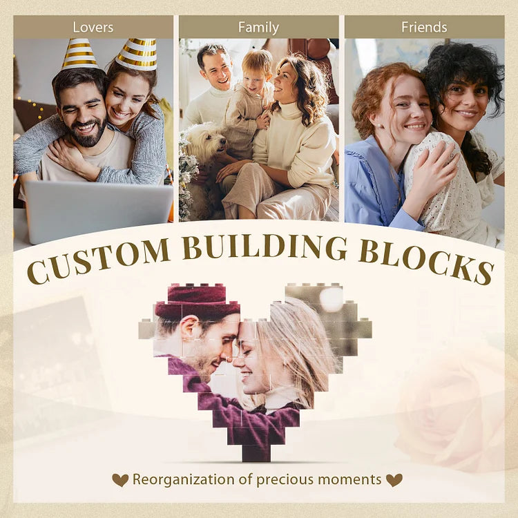 Personalized Heart-shaped Building Blocks Puzzle for Couples - CUSTLOVE