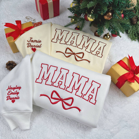 🎄Custom Bow Mama Embroidered Sweatshirt