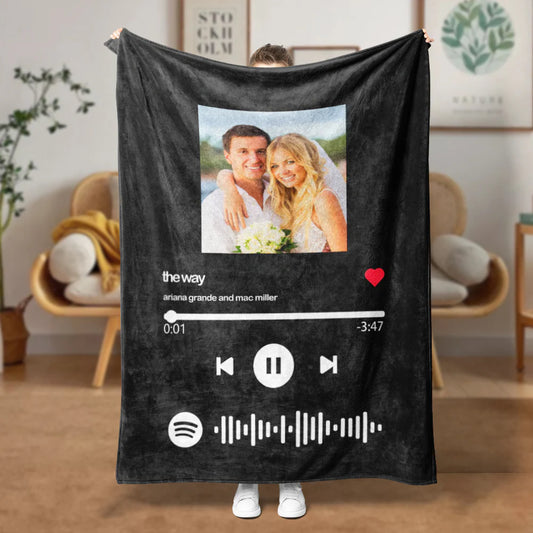 Customizable Music Code and Photo Keepsake Blanket