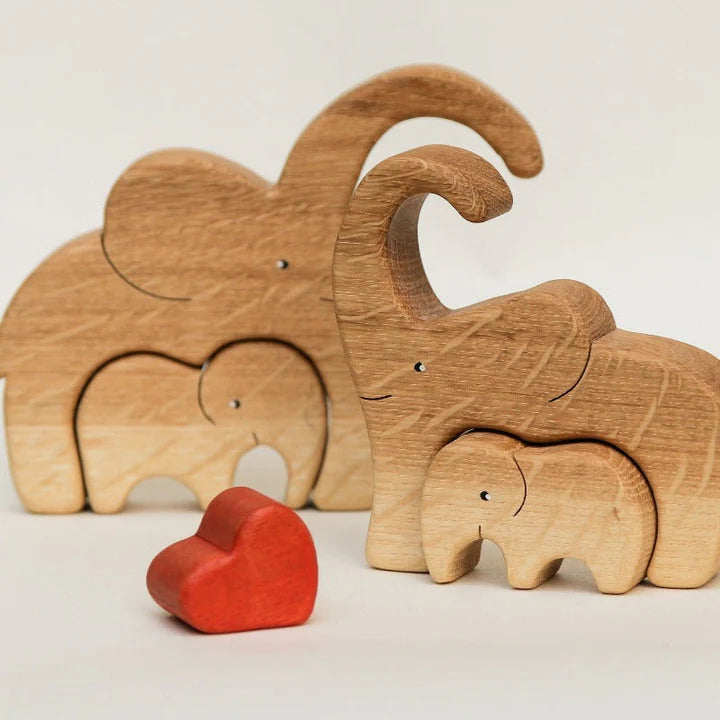 Wooden Elephant Family Puzzle - CUSTLOVE