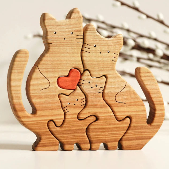 Wooden Cat Family Puzzle - CUSTLOVE