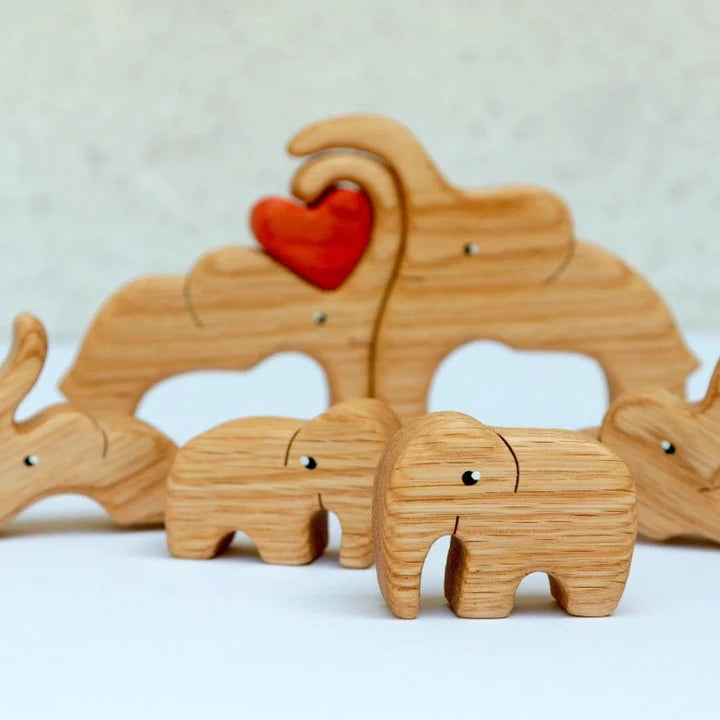 Wooden Elephant Family Puzzle - CUSTLOVE