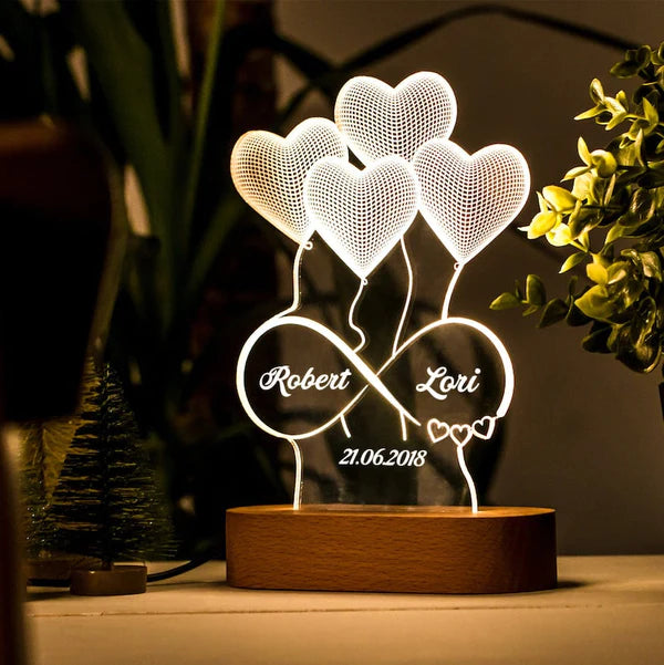 Personalized 3D Printed Lamp Gift - CUSTLOVE