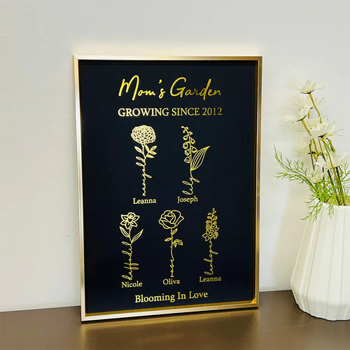 Hot Sale Custom Golden Foil Birth Flower Frame - CUSTLOVE