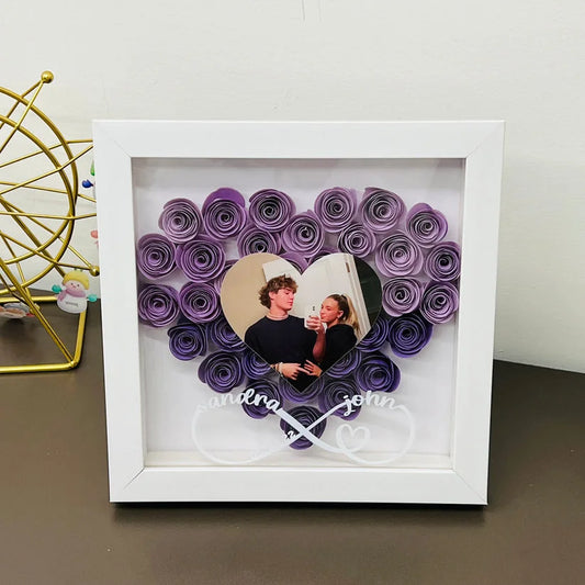 Eternal Love: Holiday Custom Photo Flower Shadow Box - CUSTLOVE