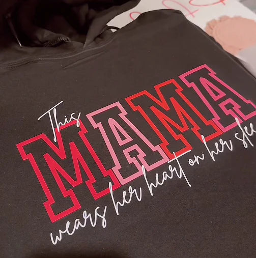 Personalized MAMA Wears Her Heart On Her Sleeve Sweatshirt - CUSTLOVE