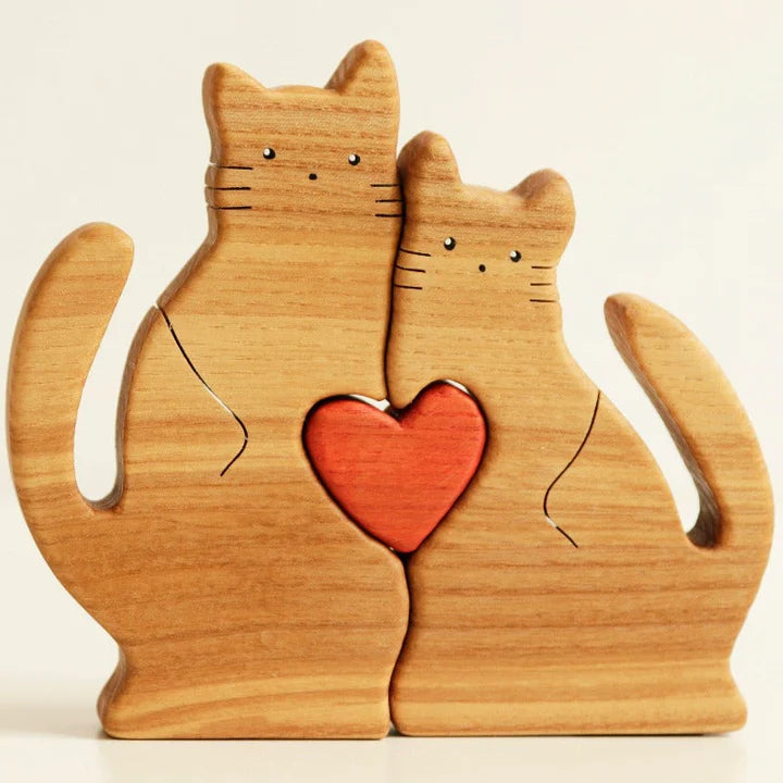 Wooden Cat Family Puzzle - CUSTLOVE