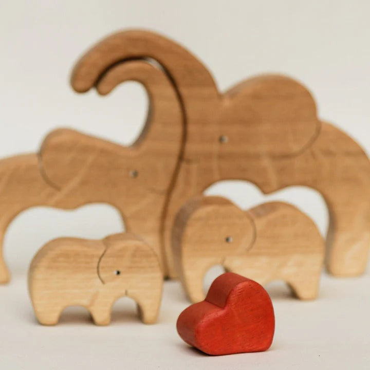 Wooden Elephant Family Puzzle - CUSTLOVE