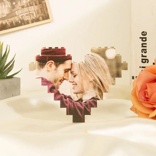 Personalized Heart-shaped Building Blocks Puzzle for Couples - CUSTLOVE