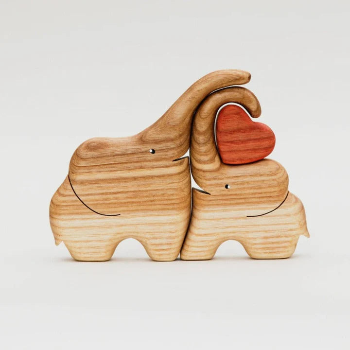 Wooden Elephant Family Puzzle - CUSTLOVE