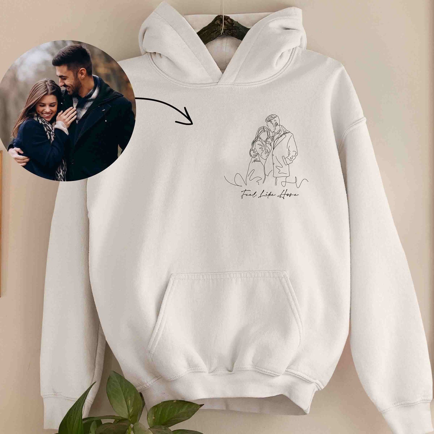 Couples Custom Photo Outline Embroidered Sweatshirt