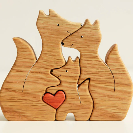 Wooden foxes family puzzle - CUSTLOVE