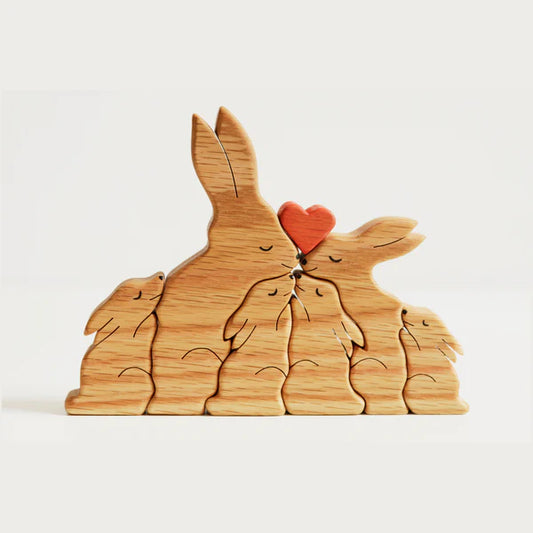 Wooden hare family puzzle - CUSTLOVE