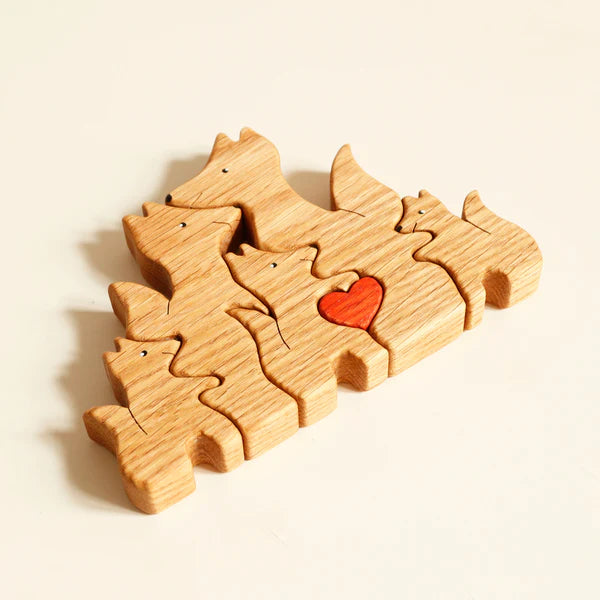 Wooden foxes family puzzle - CUSTLOVE