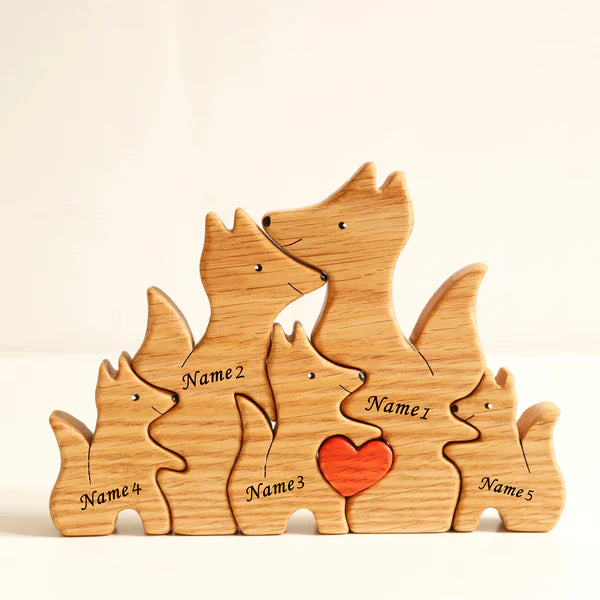 Wooden foxes family puzzle - CUSTLOVE