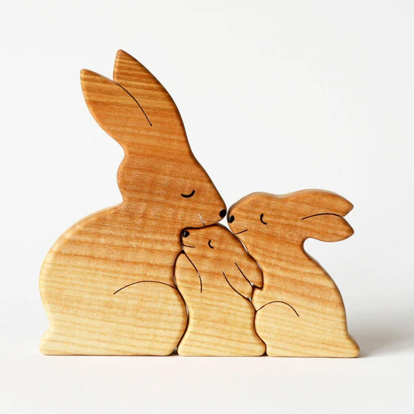 Wooden hare family puzzle - CUSTLOVE