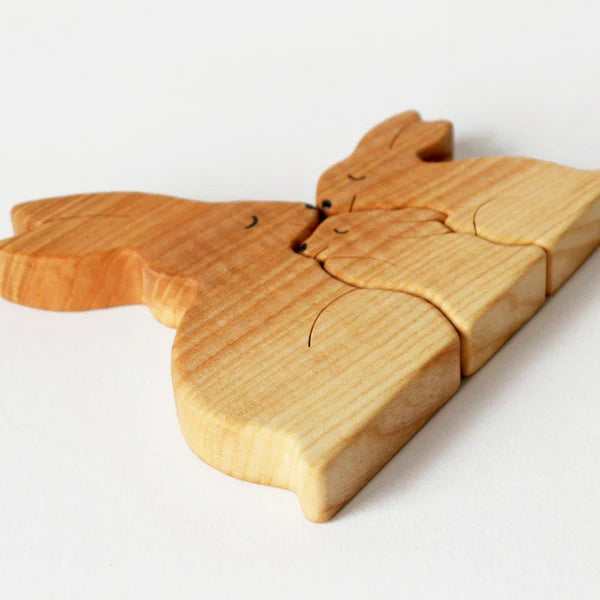 Wooden hare family puzzle - CUSTLOVE