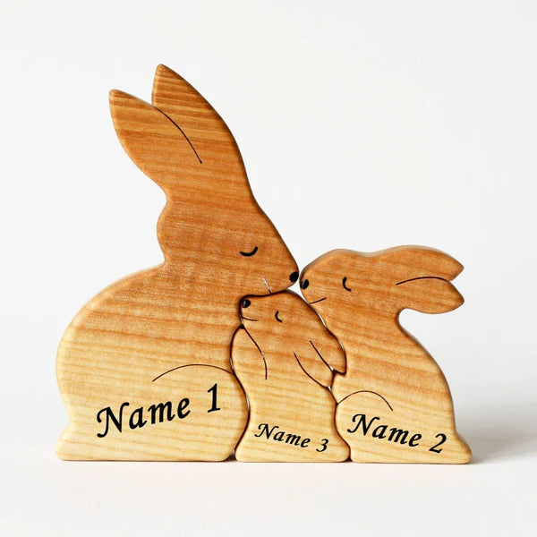 Wooden hare family puzzle - CUSTLOVE