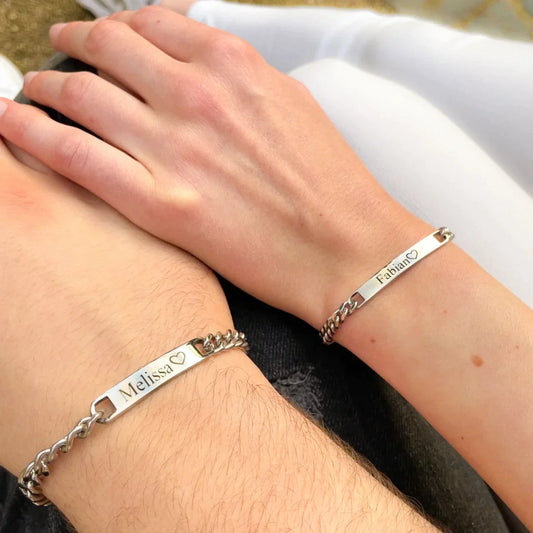 ID partner bracelets with engraving - CUSTLOVE
