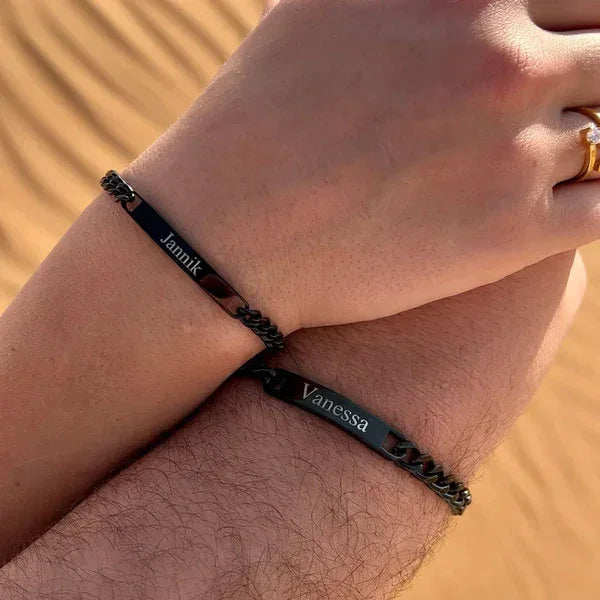 ID partner bracelets with engraving - CUSTLOVE